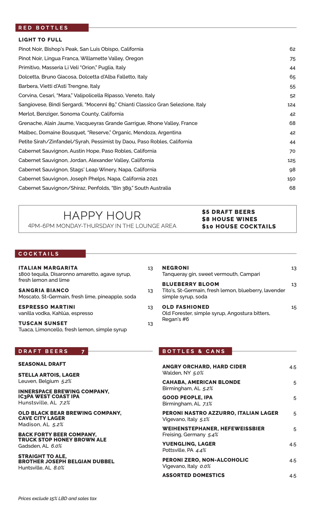 Amerigo Huntsville drink pdf image page 2