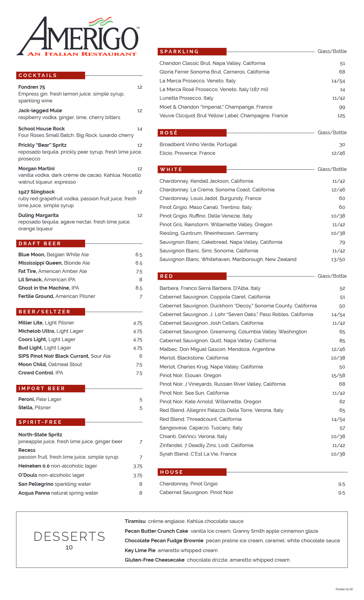 View the PDF for the full drink menu