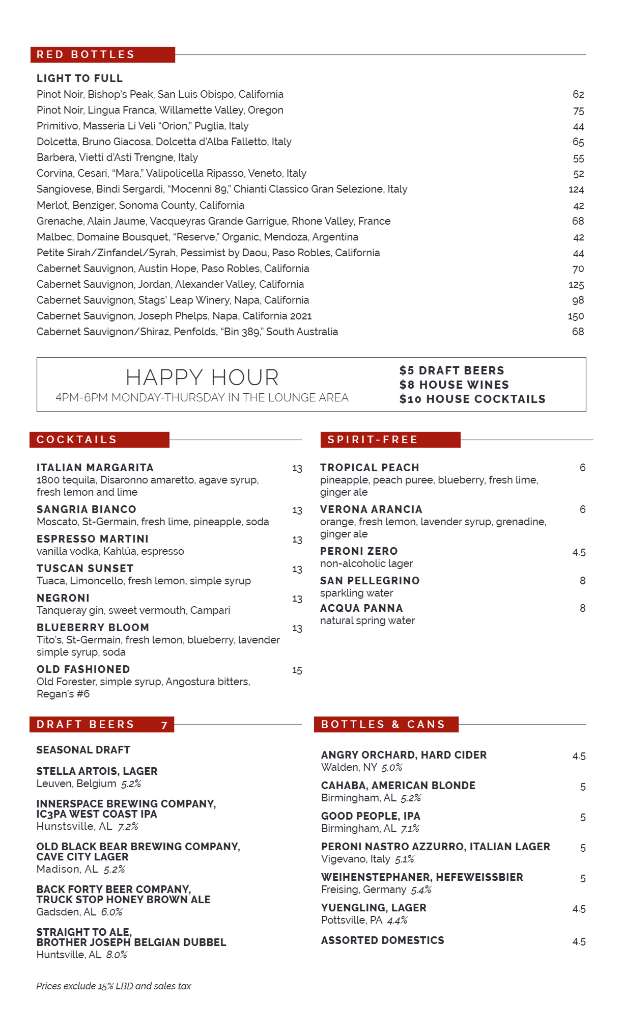 Amerigo Huntsville drink pdf image page 2