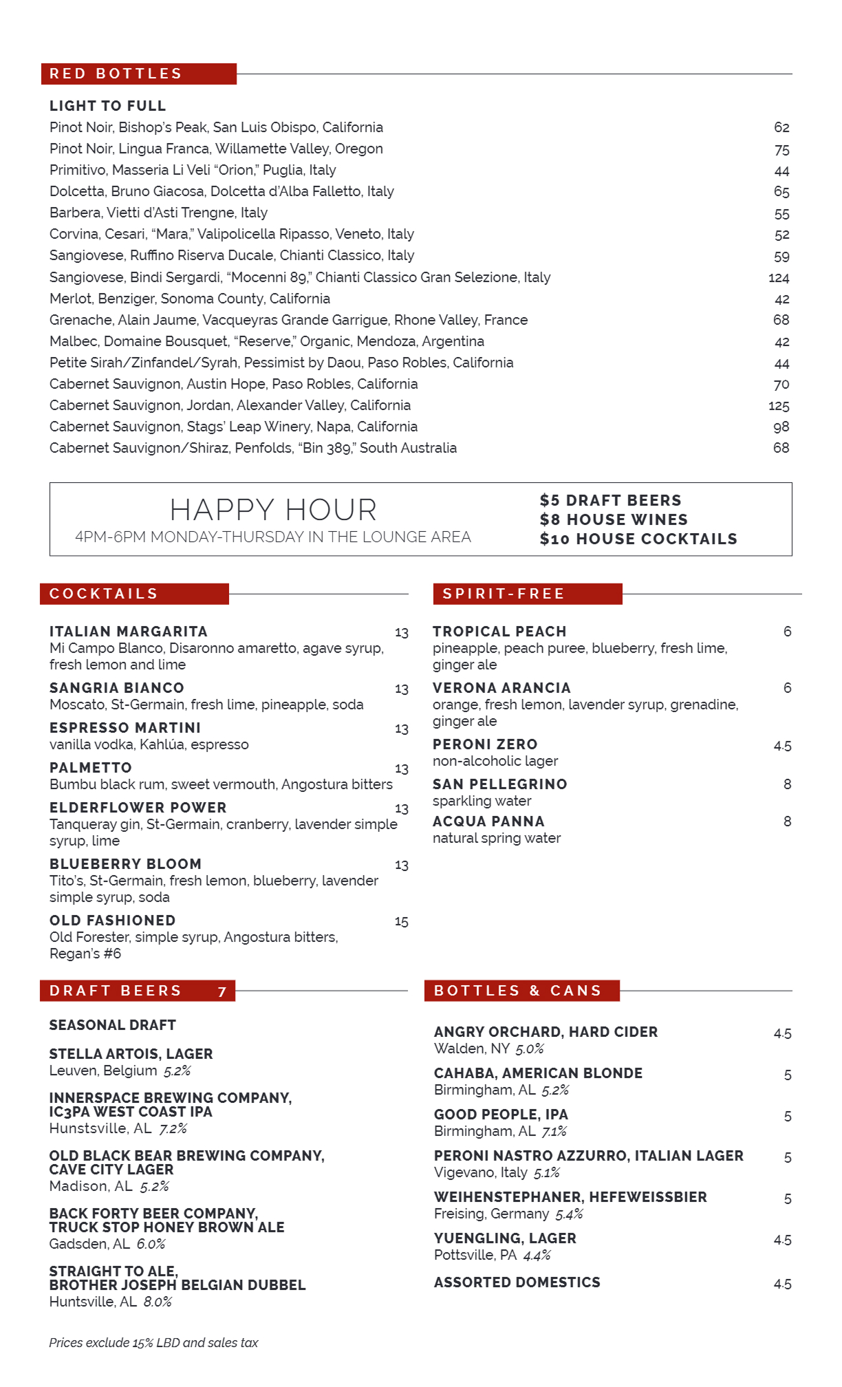 Amerigo Huntsville drink pdf image page 2